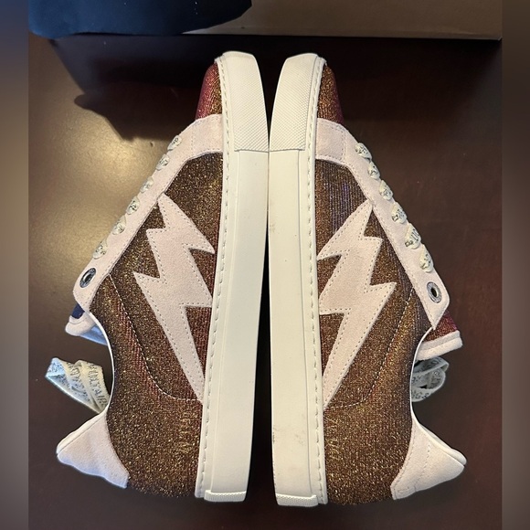 NWOB Zadig & Voltaire LA FLASH SPARKLE Sz 38 Gold Multicolor Lowtops - Picture 4 of 13